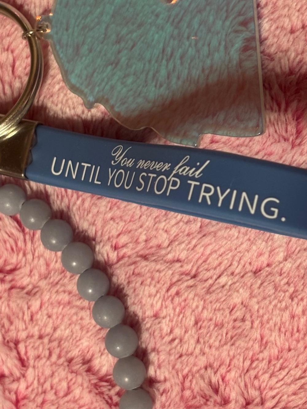 Angelite Bracelet Unicorn Keychain Inspirational Message & Handmade Beaded Pen - Picture 5 of 5